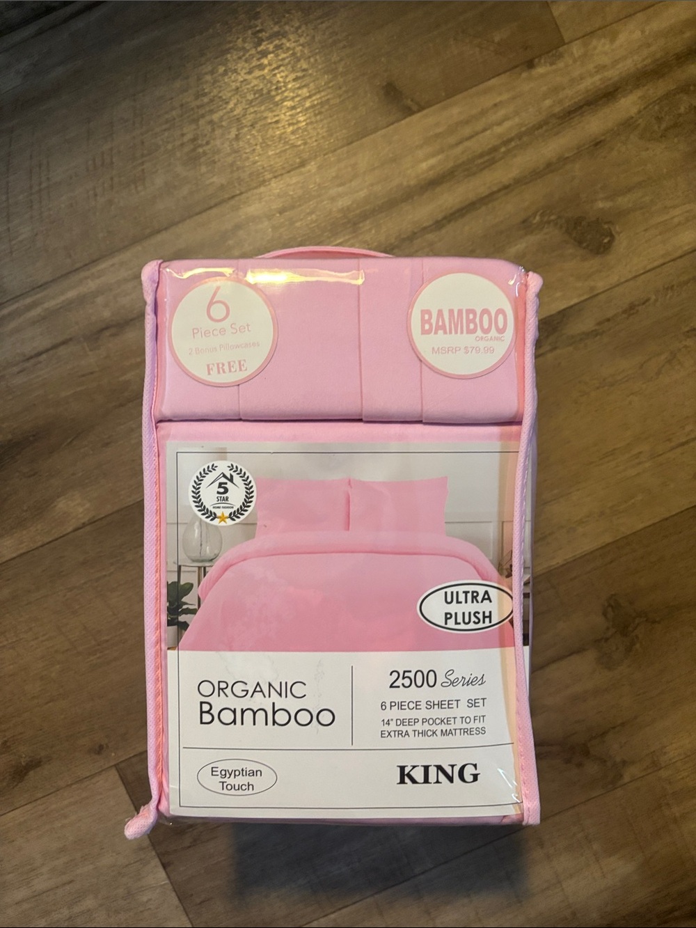 BAMBOO Soft Pink King 6-Piece Sheet Set